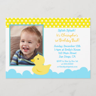 Invitations en caoutchouc d'anniversaire de canard