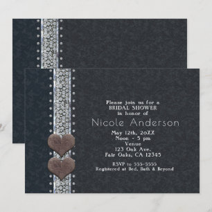 Invitations en cuir noir et diamants de verre de l