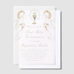Invitations En Vélin adorer les anges Première communion sainte