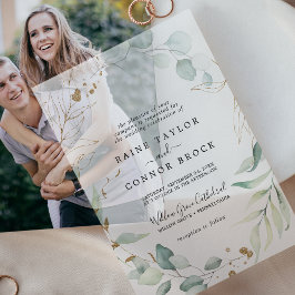 Invitations En Vélin Airy Greenery Gold Leaf Botanical Modern Mariage