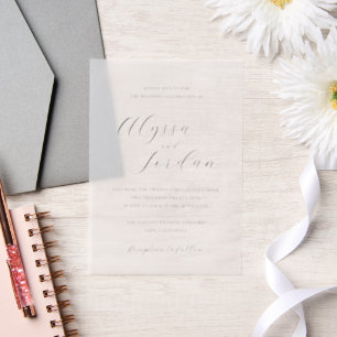 Invitations En Vélin Alyssa Calligraphie Typographie Mariage élégant