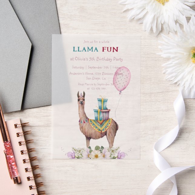 Invitations En Vélin Anniversaire Llama (Mariage)