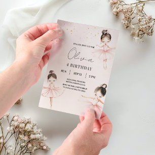 Invitations En Vélin Anniversaire rose Ballerina élégant