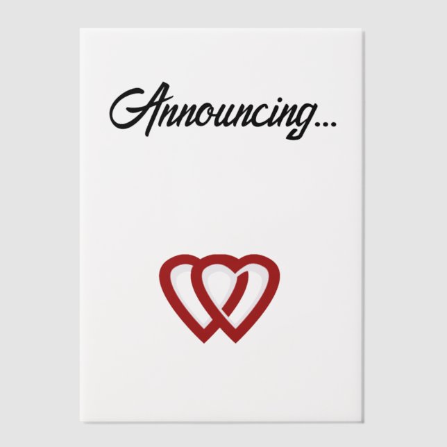 Invitations En Vélin Annonce de fiançailles de deux cœurs (Recto)