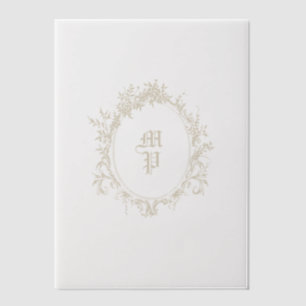 Invitations En Vélin Antique Monogramme Wreath Romantique Calligraphie