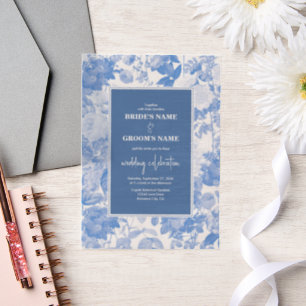 Invitations En Vélin Aquarelle bleue Mariage de fleurs botaniques