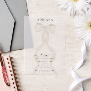 Invitations En Vélin Aquarelle fantaisie Bow blanc Formel Anniversaire