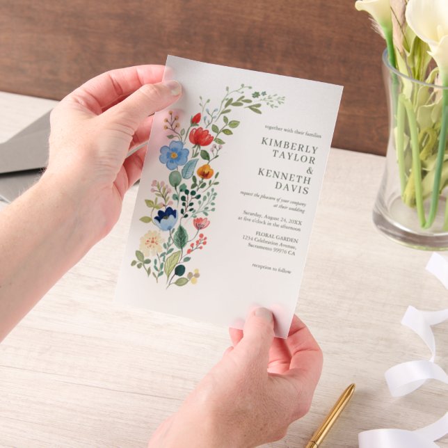 Invitations En Vélin Aquarelle Fleur sauvage Rustique Chic Garden Maria (Ordinateur de poche)