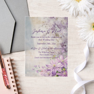 Invitations En Vélin Aquarelle Florale Lavande