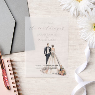 Invitations En Vélin Aquarelle Mariage des nouveaux mariés
