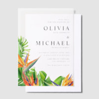 Aquarelle Oiseaux du Paradis Mariage tropical