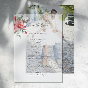Invitations En Vélin Aquarelle rose roses et calligraphie Enregistrer l