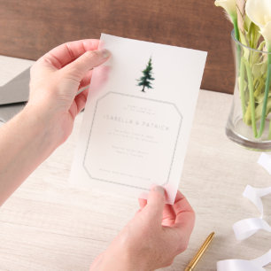 Invitations En Vélin Arbre Vert Minimaliste Élégant