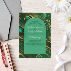Invitations En Vélin Arc Art déco Mariage vert émeraude foncé