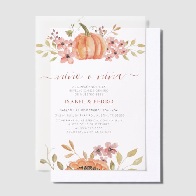 Invitations En Vélin Automne Citrouille Rustique Boho Espagnol Genre Ré (Compenser)