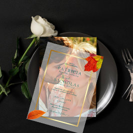 Invitations En Vélin Automne Feuilles Rustique Golden Frame Automne Mar