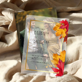 Invitations En Vélin Automne Feuilles Rustique Golden Frame Automne Mar
