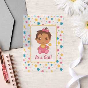 Invitations En Vélin Baby Girl rose Jumpsuit Dark Insert