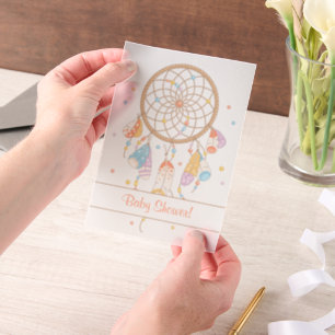 Invitations En Vélin Baby shower Boho Dreamcatcher Tribal