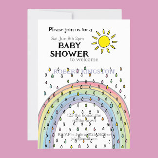 Invitations En Vélin Baby shower pluie et couverture solaire