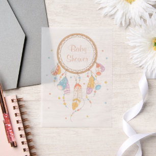 Invitations En Vélin Baby shower tribal Dreamcatcher Boho Insertion
