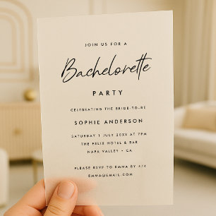 Invitations En Vélin Bachelorette   Parti minimaliste moderne