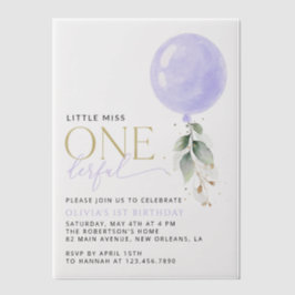 Invitations En Vélin Balcon Violet, Verdure, Feuillage, Premier Anniver