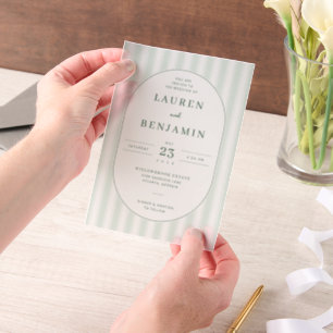 Invitations En Vélin Bandes vert menthe élégantes