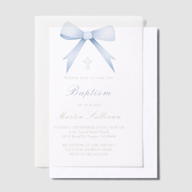Invitations En Vélin baptême de bébé garçon (Compenser)