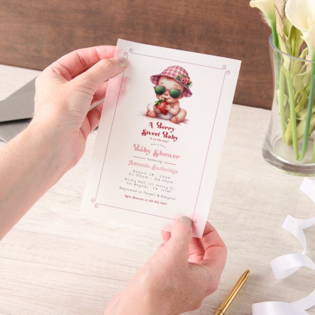 Invitations En Vélin Berry Sweet Baby shower (Ordinateur de poche)