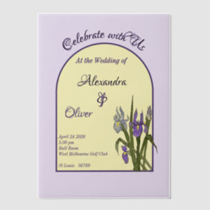 Invitations En Vélin Beurre Jaune & Purple Iris Mariage d'aquarelle