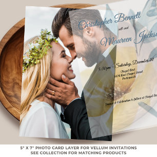 Invitations En Vélin Beurre pâle Jaune Doux Bleu Mariage Floral