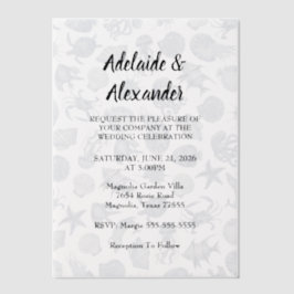 Invitations En Vélin Blue Coastal Wedding