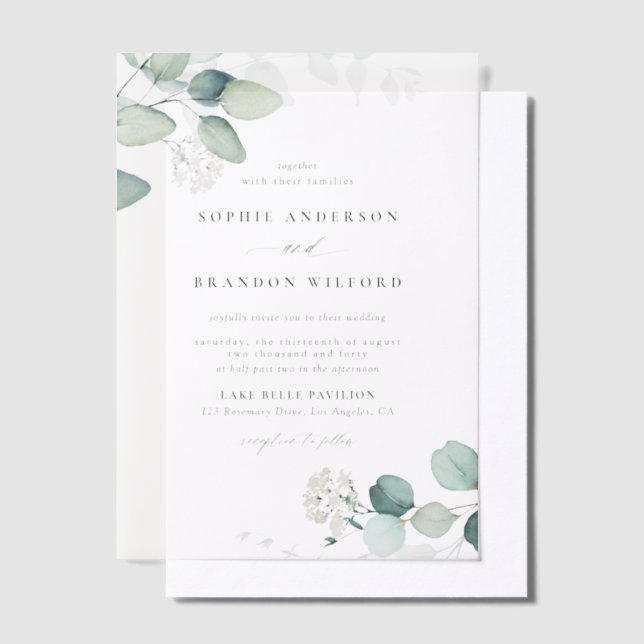 Invitations En Vélin Boho Aquarelle Eucalyptus Feuille Mariage vert (Compenser)