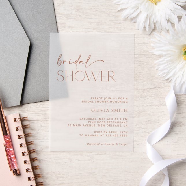 Invitations En Vélin Boho minimal, Moderne, Terracotta, Fête des mariée (Mariage)