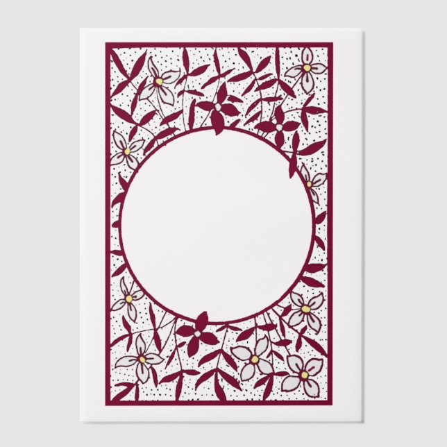 Invitations En Vélin Bordure florale avec fenêtre circulaire (Recto)