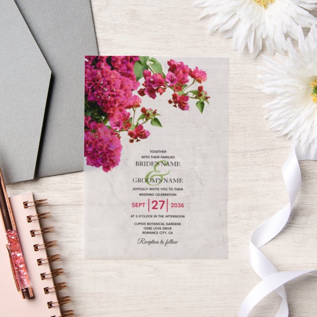 Invitations En Vélin Bougainvillea Méditerranée Grec Mariage (Mariage)
