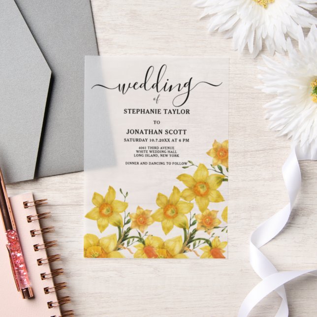 Invitations En Vélin Bouquet d'été jonquilles dorées fleurs Mariage (Mariage)