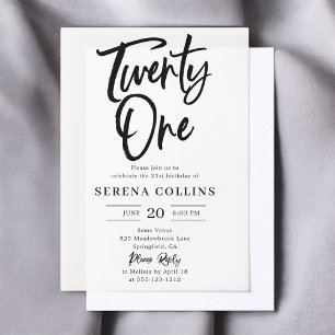 Invitations En Vélin Brush Calligraphy 21 Anniversaire