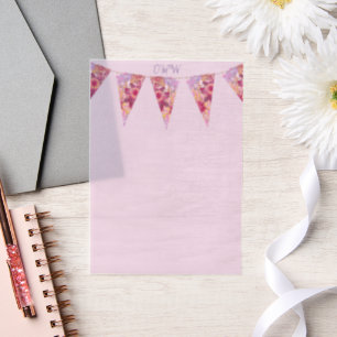 Invitations En Vélin Bunting floral rose pâle Overlay Vellum