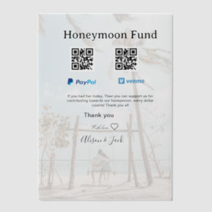 Invitations En Vélin Cadeau de lune de miel venomo paypal don Q R coupl