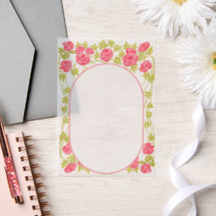 Invitations En Vélin Cadre ovale floral vintage rose romantique