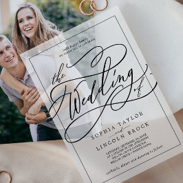 Invitations En Vélin Calligraphie romantique Moderne Simple Mariage élé