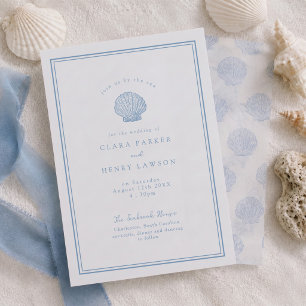 Invitations En Vélin Calque de mariage en vélin de coquillages côtiers