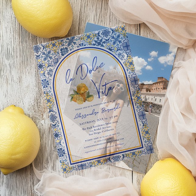Invitations En Vélin Carreaux italiens La Dolce Vita Fête des mariées d (Créateur téléchargé)