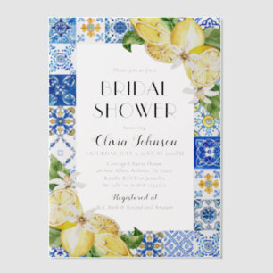 Invitations En Vélin Carrelage bleu moderne Citron Fête des mariées ita