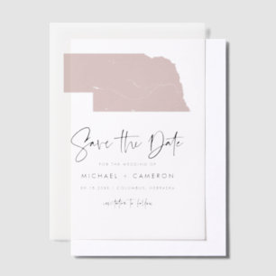 Invitations En Vélin Carte du Nebraska rose vif Minimaliste Enregistrer