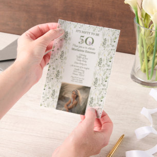 Invitations En Vélin Célébration du 50e anniversaire avec photo