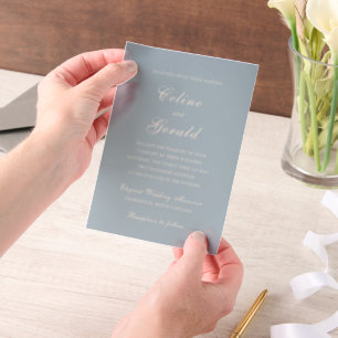 Invitations En Vélin Celine Muted Blue Mariage élégant