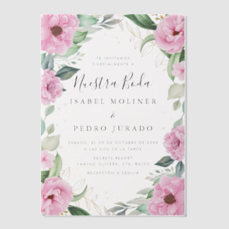 Invitations En Vélin Chic Eucalyptus Roses Rose Nuestra Boda Mariage
